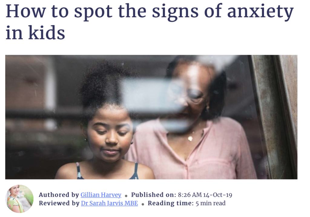 spotting anxiety in children and young people